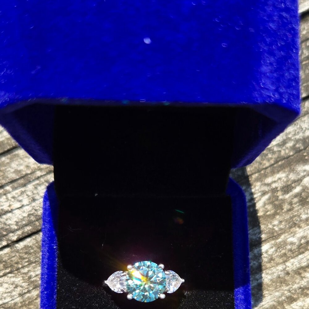 Certified Green Moissanite Diamond Ring